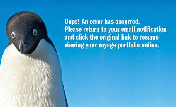 Oops! An error has occurred. Please return to your email notification and click the original link to resume viewing your voyage portfolio online